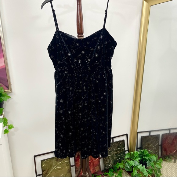 Elodie Glitter Star Velvet Minidress In Black Size XL - Picture 5 of 9